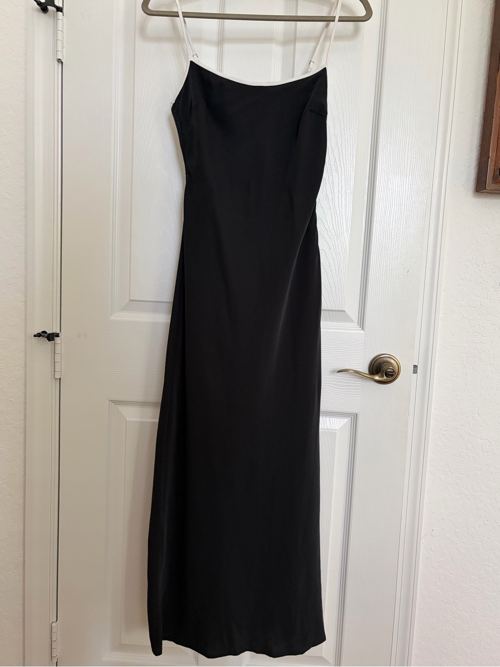 Minimalist Black Maxi Slip Dress with Thin Straps